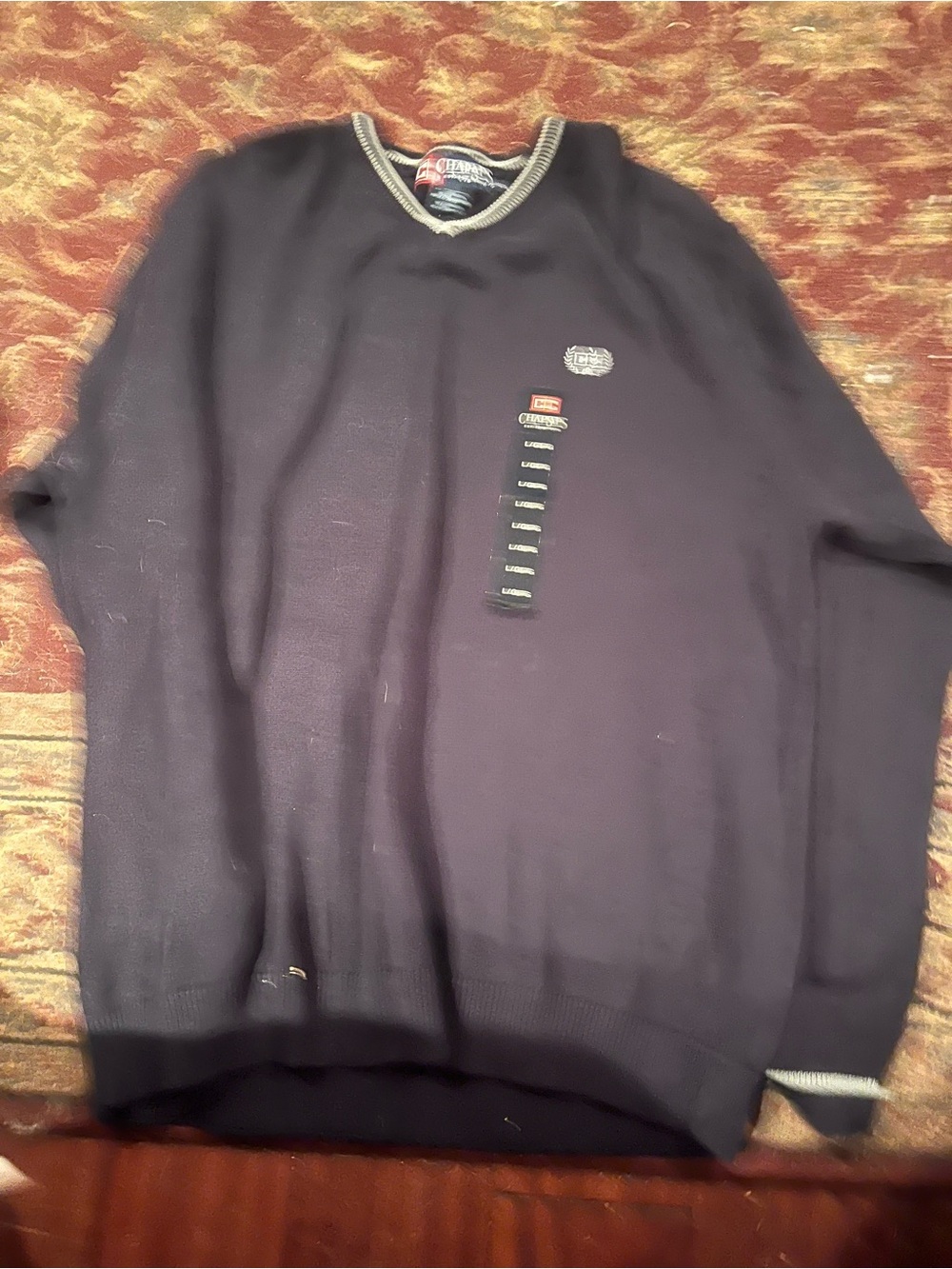Chaps V-Neck Navy Sweater Size Large